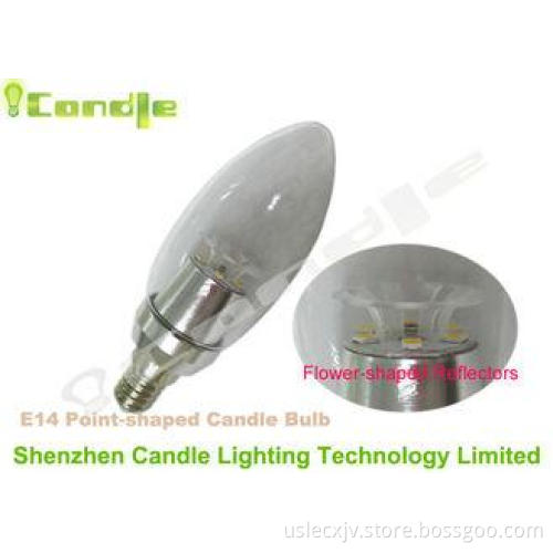 Bank Hotel 3w E14 Led Candle Bulb With Clear Glass Flower R